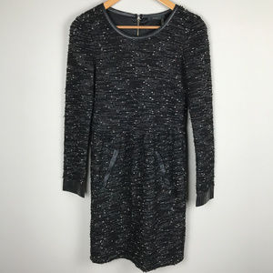THML knit dress w/leather-like trim SzS
